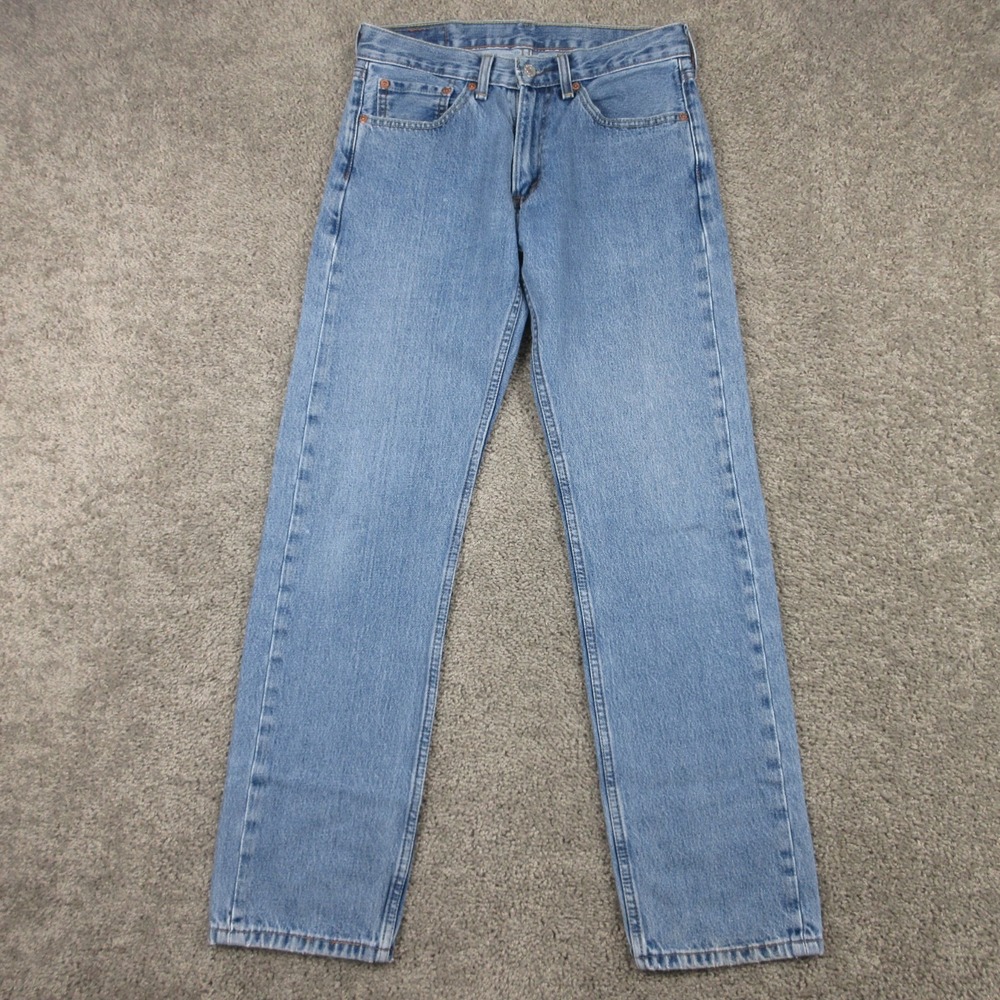 Levis Jeans Mens 31x32 Blue 505 Regular Straight Faded Cotton Zip Fly Denim Pant